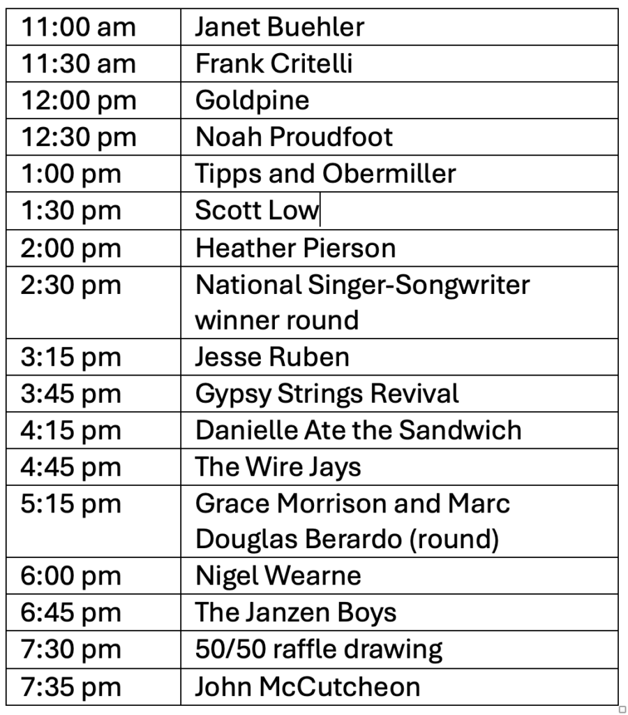 South Florida folk and Acoustic Music Festival 2026 Sunday gator Stage