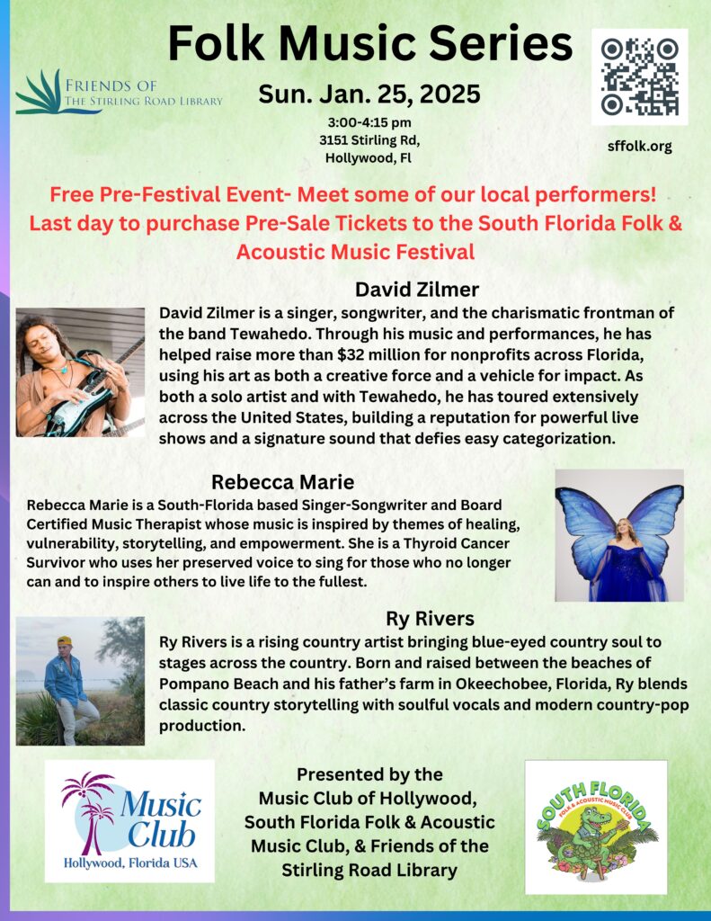 South florida folk and Acoustic Music club prefestival event