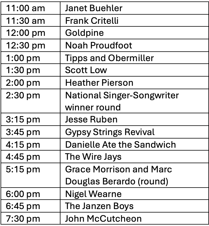 South Florida Folk and Acoustic Music Festival Sunday Gator Stage