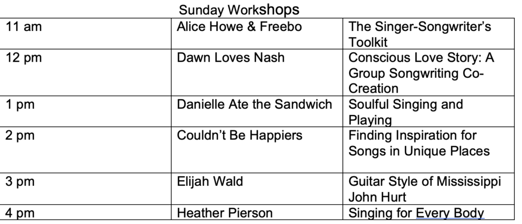 sffamf Sunday Workshops